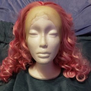 Lace front candy cane synthetic wig